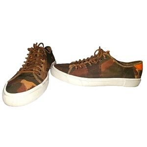 FRYE Ludlow Brown Camo Low Top Canvas Sneakers Shoes Leather Laces Mens 14